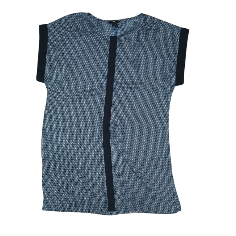 H&M Blue and Black Patterned Dress size 4